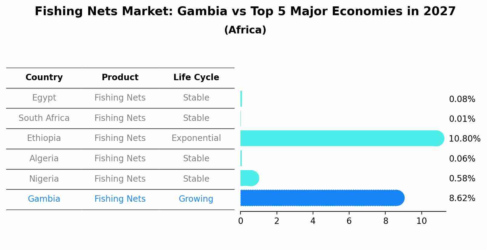 Fishing Nets Market: Gambia vs Top 5 Major Economies in 2027 (Africa)