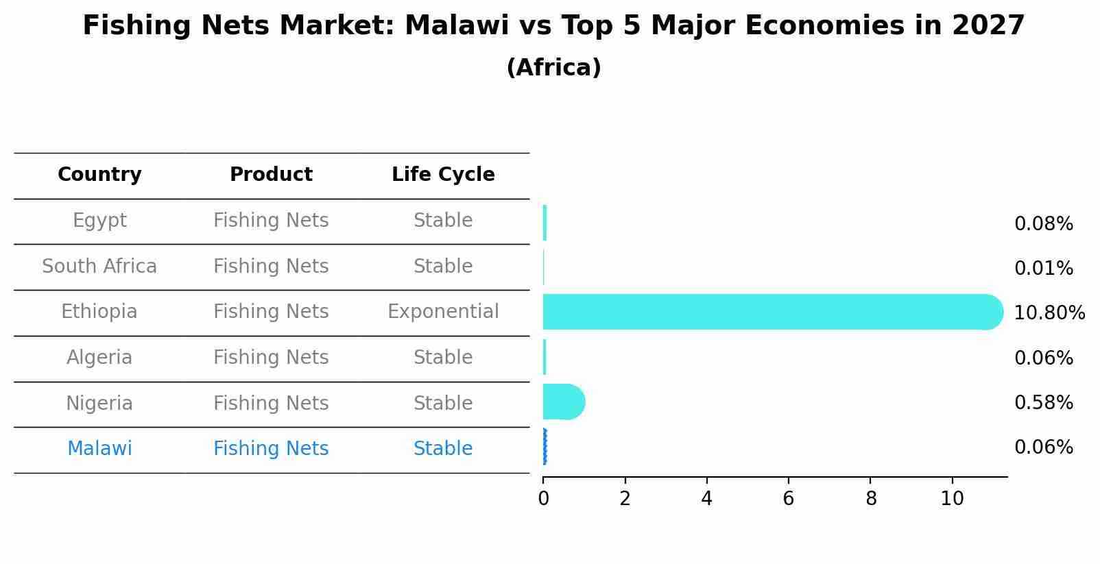 Fishing Nets Market: Malawi vs Top 5 Major Economies in 2027 (Africa)