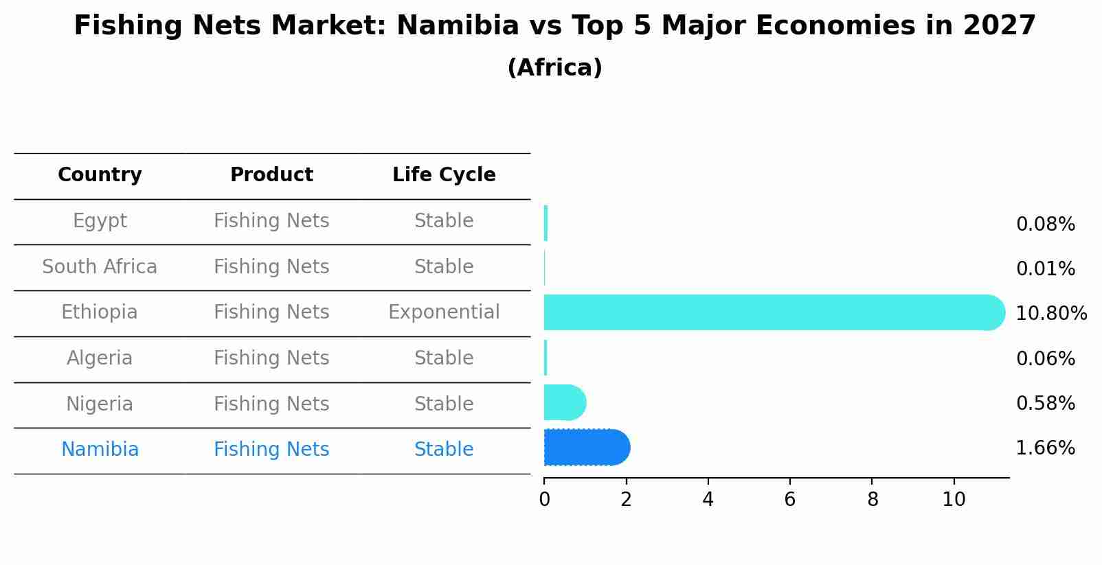 Fishing Nets Market: Namibia vs Top 5 Major Economies in 2027 (Africa)