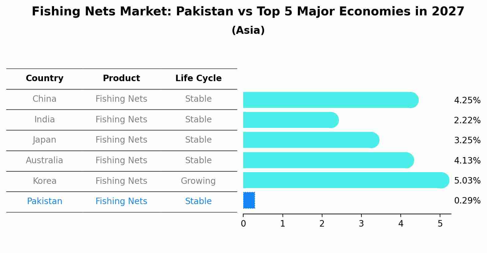 Fishing Nets Market: Pakistan vs Top 5 Major Economies in 2027 (Asia)