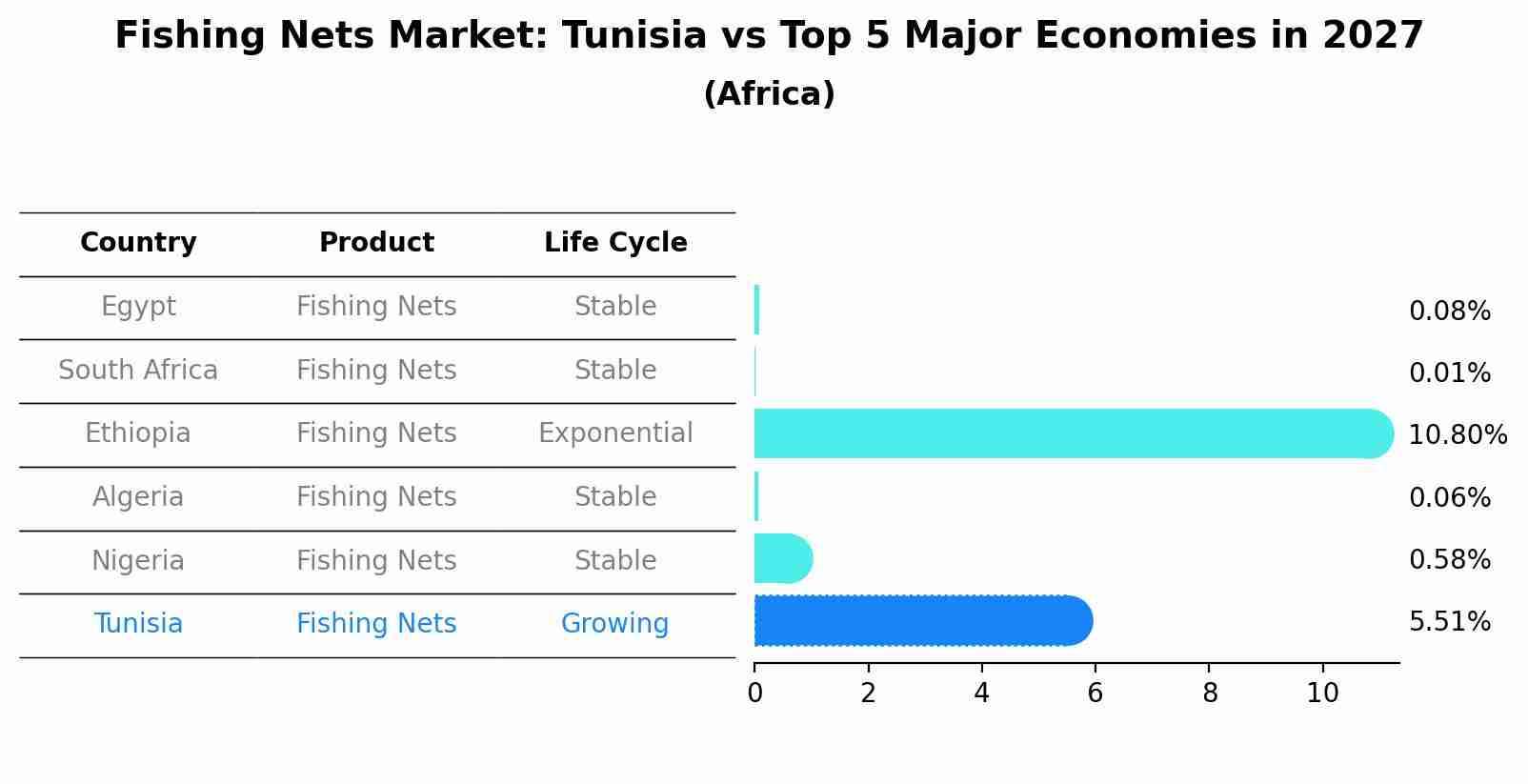 Fishing Nets Market: Tunisia vs Top 5 Major Economies in 2027 (Africa)