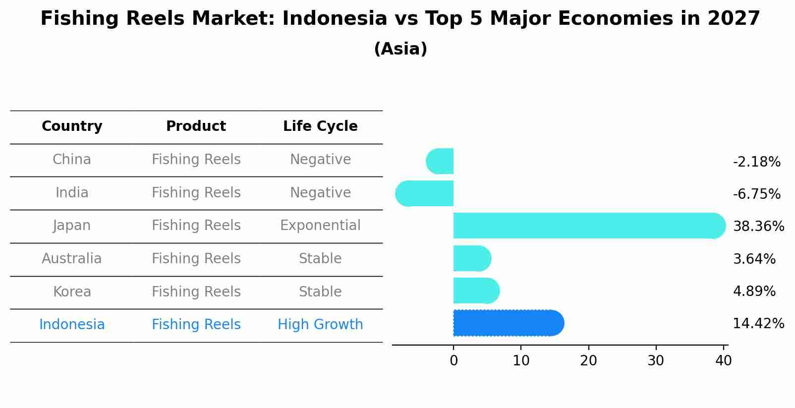 Fishing Reels Market: Indonesia vs Top 5 Major Economies in 2027 (Asia)