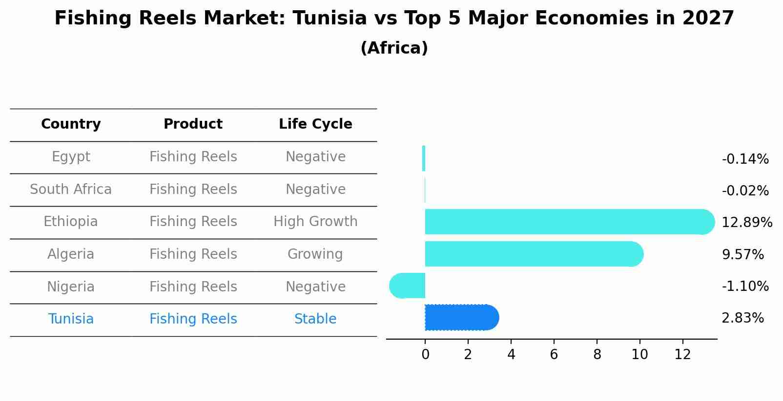 Fishing Reels Market: Tunisia vs Top 5 Major Economies in 2027 (Africa)
