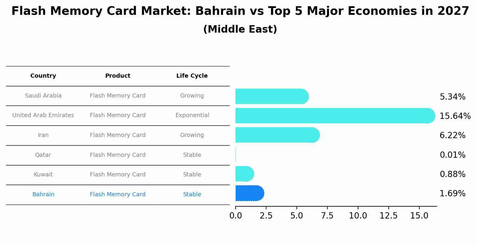 Flash Memory Card Market: Bahrain vs Top 5 Major Economies in 2027 (Middle East)