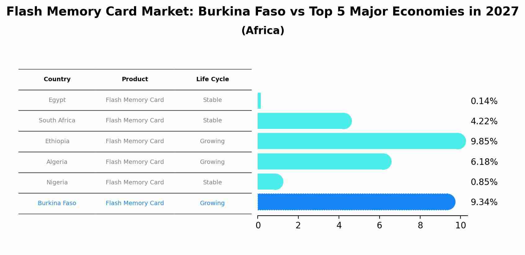 Flash Memory Card Market: Burkina Faso vs Top 5 Major Economies in 2027 (Africa)