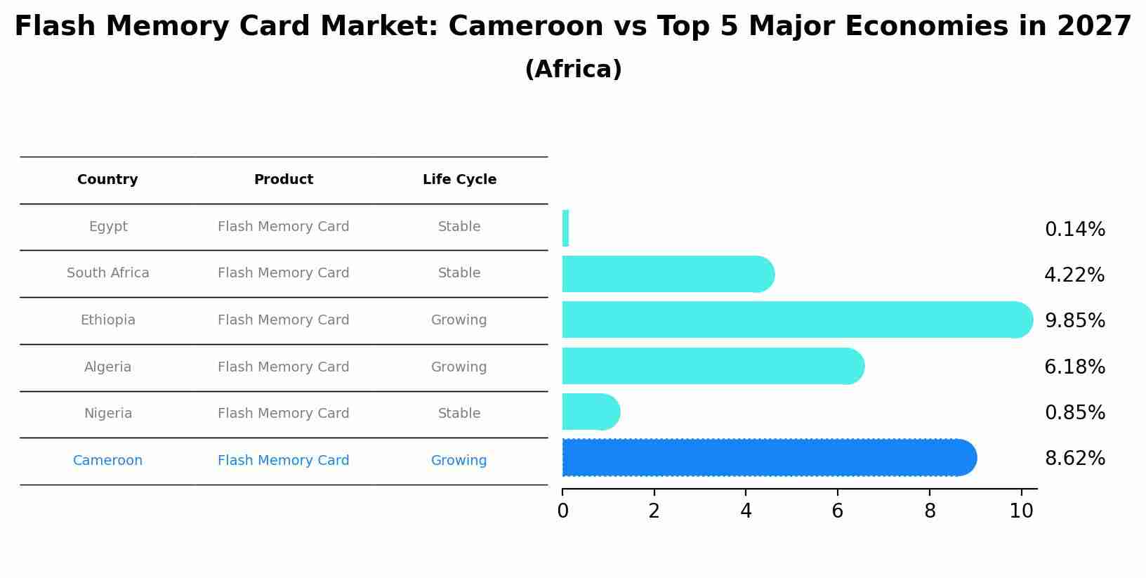 Flash Memory Card Market: Cameroon vs Top 5 Major Economies in 2027 (Africa)
