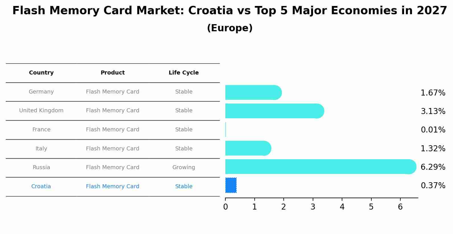 Flash Memory Card Market: Croatia vs Top 5 Major Economies in 2027 (Europe)