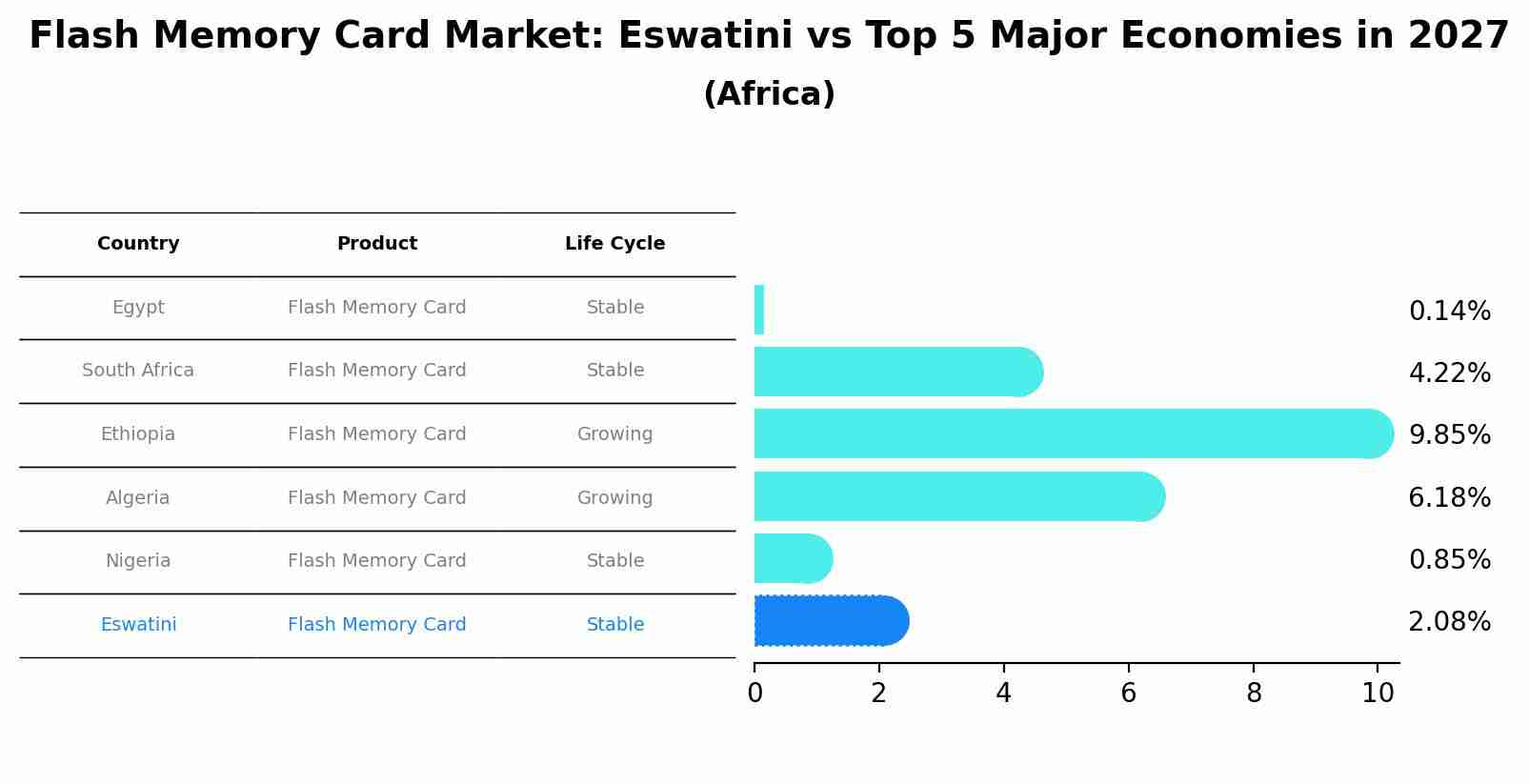 Flash Memory Card Market: Eswatini vs Top 5 Major Economies in 2027 (Africa)
