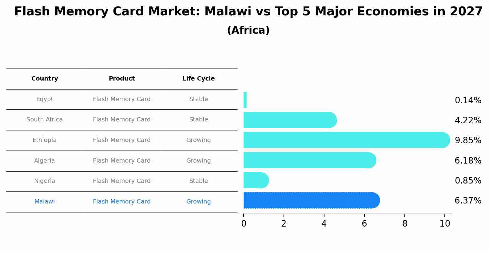 Flash Memory Card Market: Malawi vs Top 5 Major Economies in 2027 (Africa)
