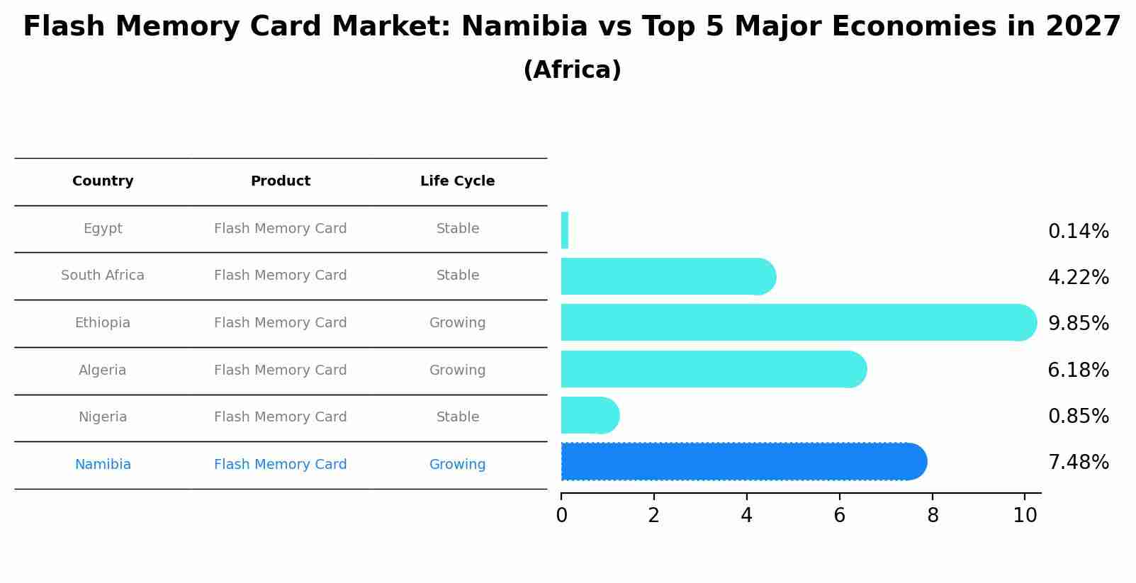 Flash Memory Card Market: Namibia vs Top 5 Major Economies in 2027 (Africa)