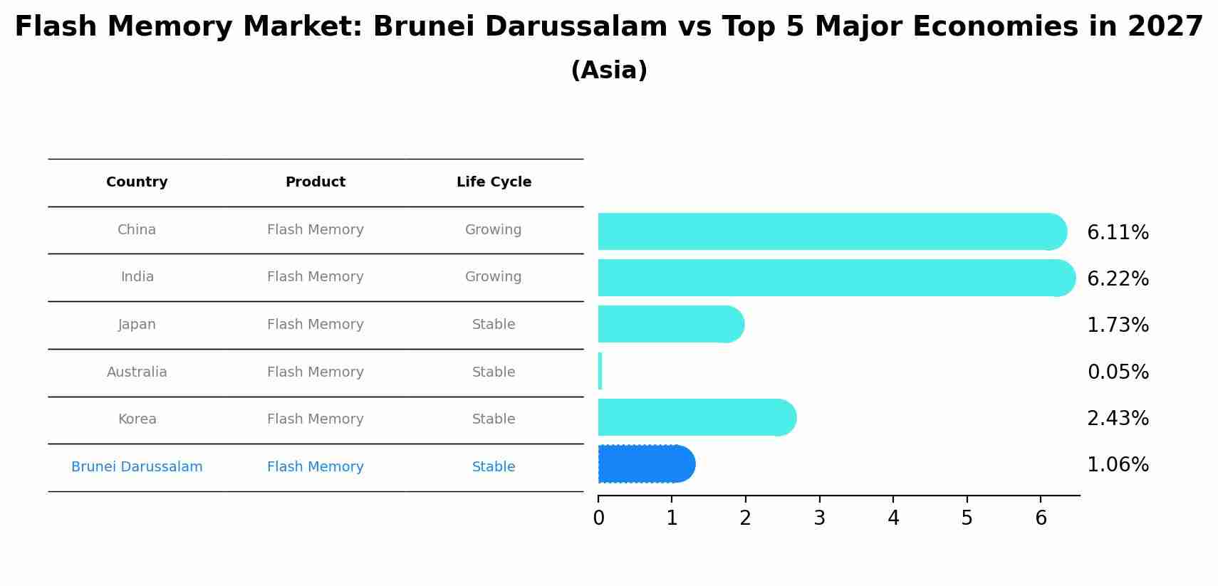 Flash Memory Market: Brunei Darussalam vs Top 5 Major Economies in 2027 (Asia)
