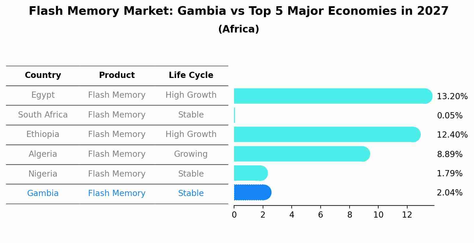 Flash Memory Market: Gambia vs Top 5 Major Economies in 2027 (Africa)