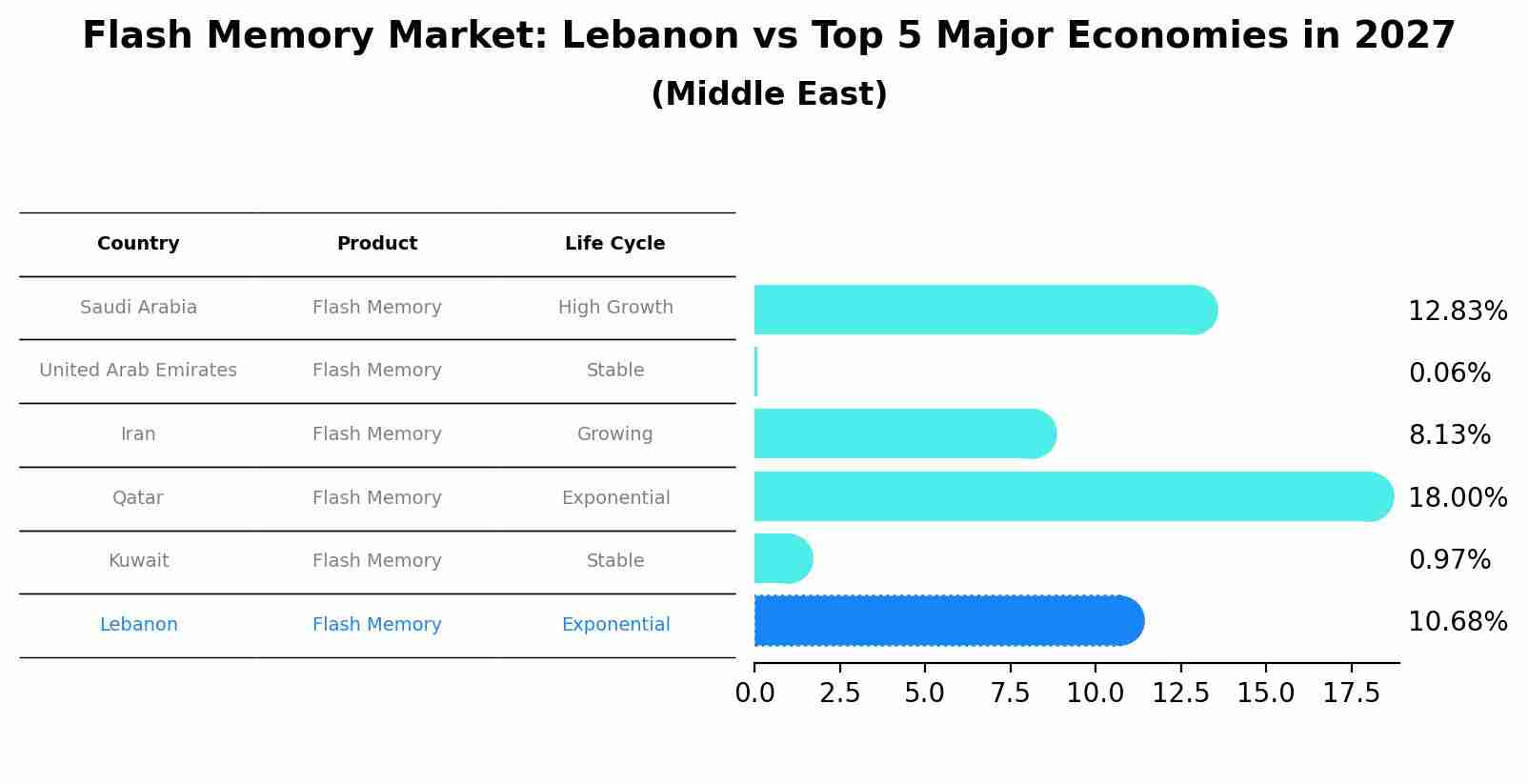Flash Memory Market: Lebanon vs Top 5 Major Economies in 2027 (Middle East)