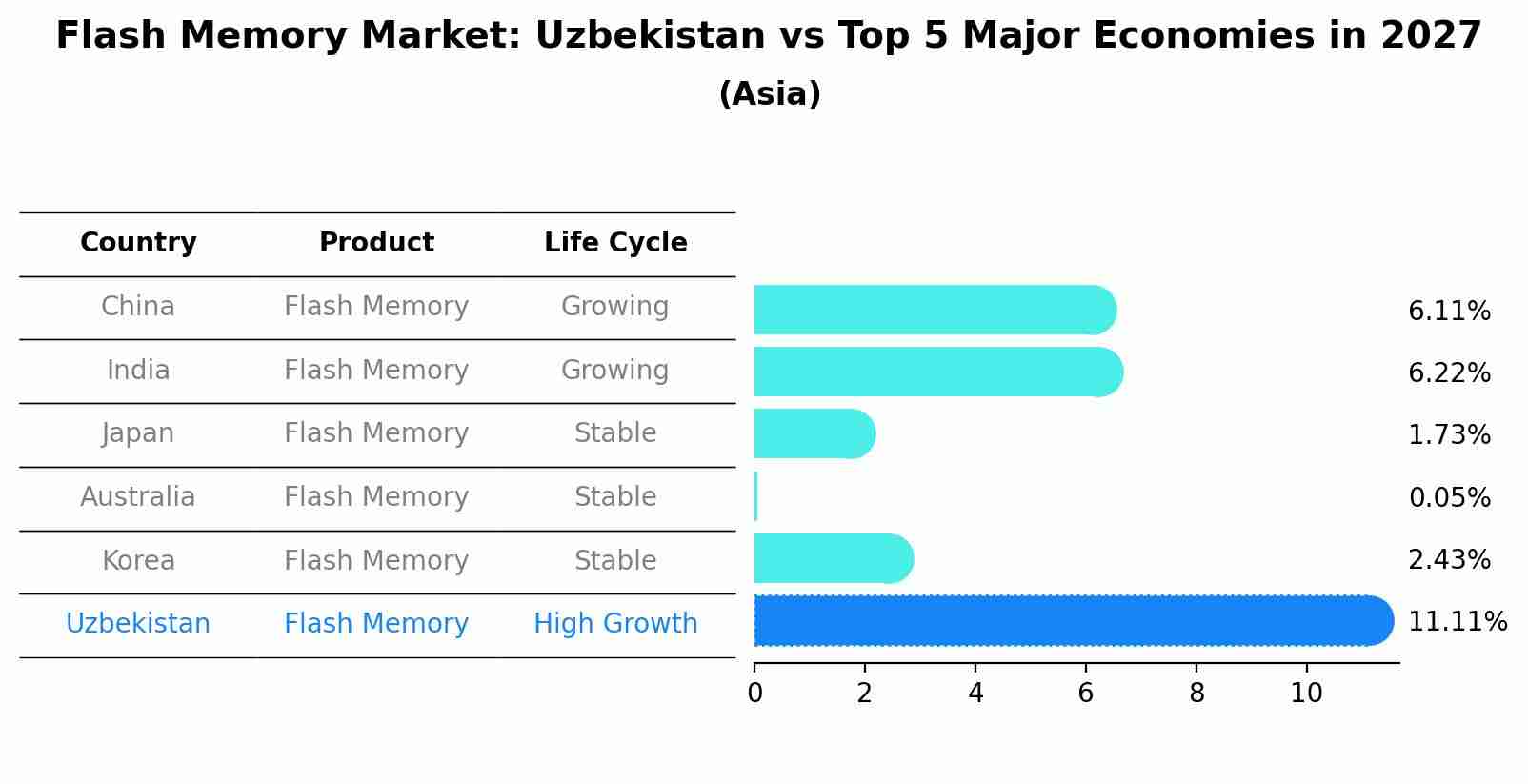 Flash Memory Market: Uzbekistan vs Top 5 Major Economies in 2027 (Asia)