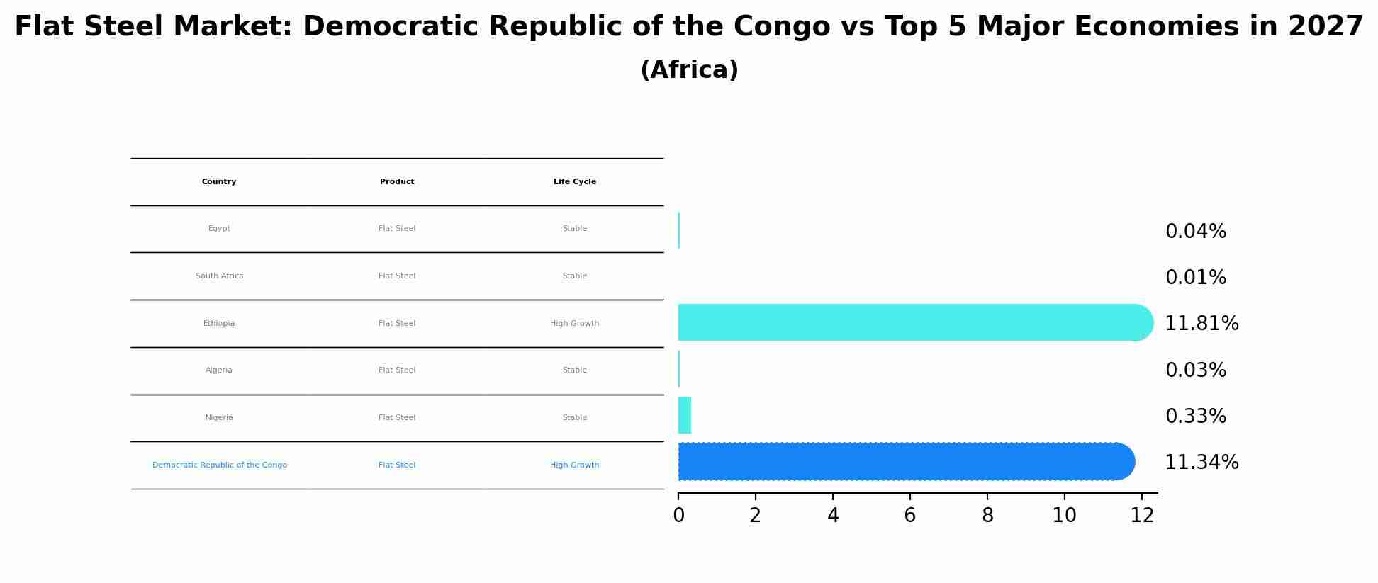 Flat Steel Market: Democratic Republic of the Congo vs Top 5 Major Economies in 2027 (Africa)