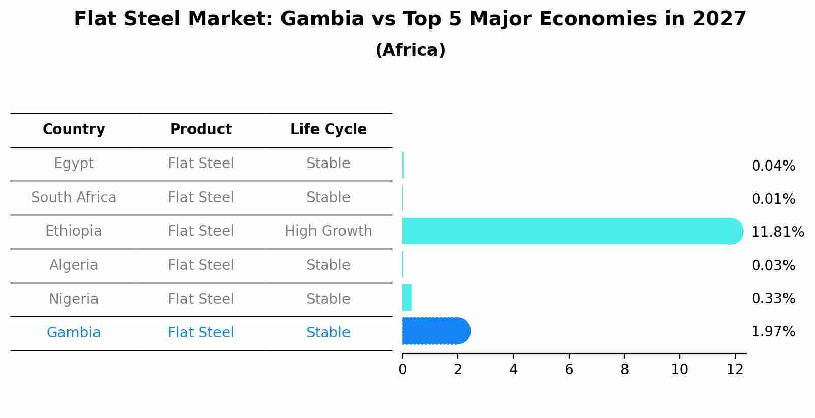 Flat Steel Market: Gambia vs Top 5 Major Economies in 2027 (Africa)