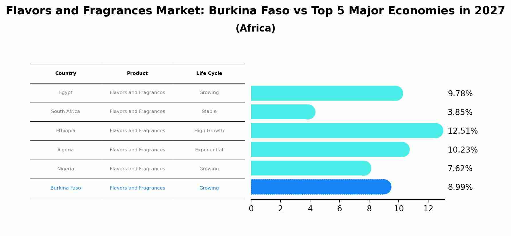 Flavors and Fragrances Market: Burkina Faso vs Top 5 Major Economies in 2027 (Africa)