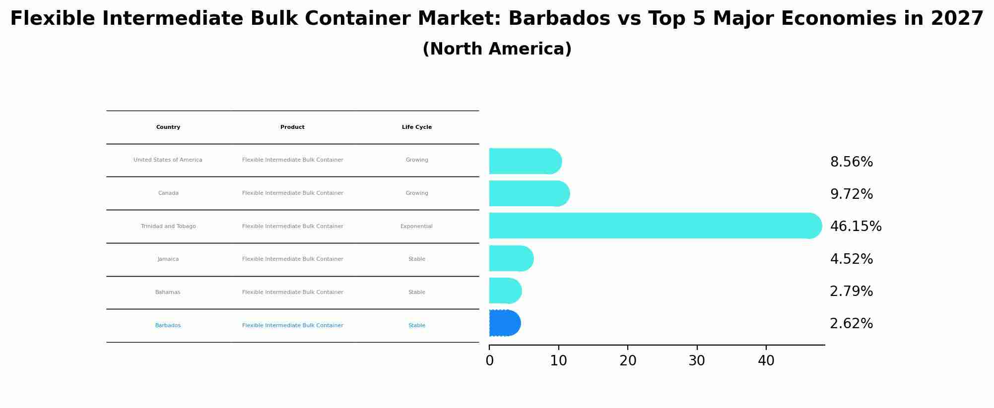 Flexible Intermediate Bulk Container Market: Barbados vs Top 5 Major Economies in 2027 (North America)