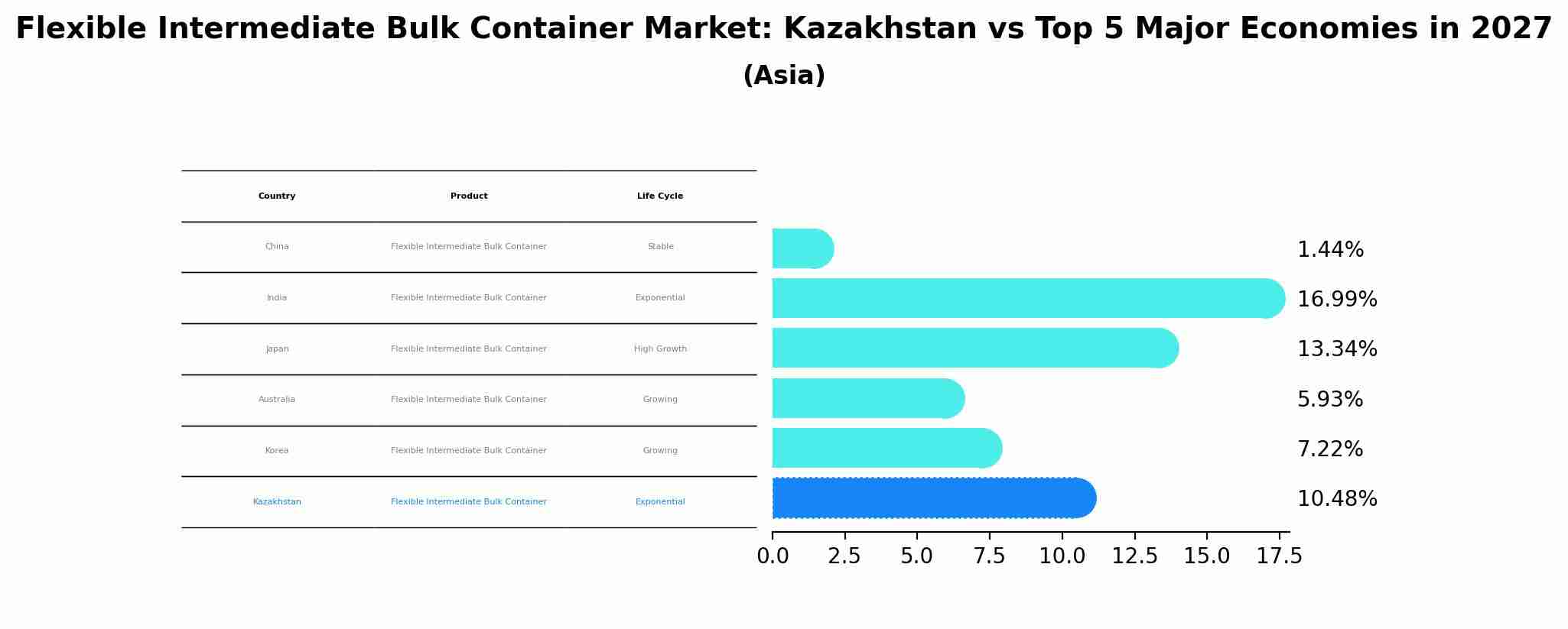 Flexible Intermediate Bulk Container Market: Kazakhstan vs Top 5 Major Economies in 2027 (Asia)