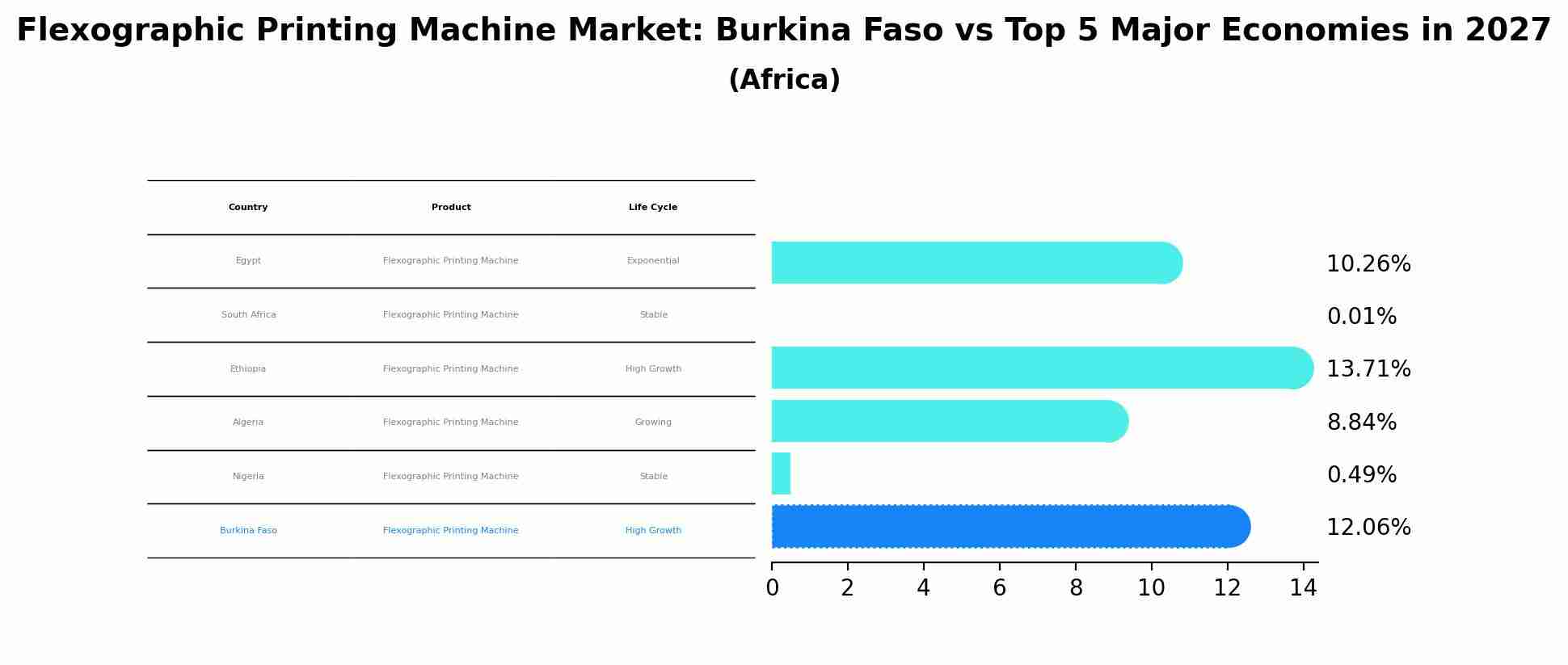 Flexographic Printing Machine Market: Burkina Faso vs Top 5 Major Economies in 2027 (Africa)