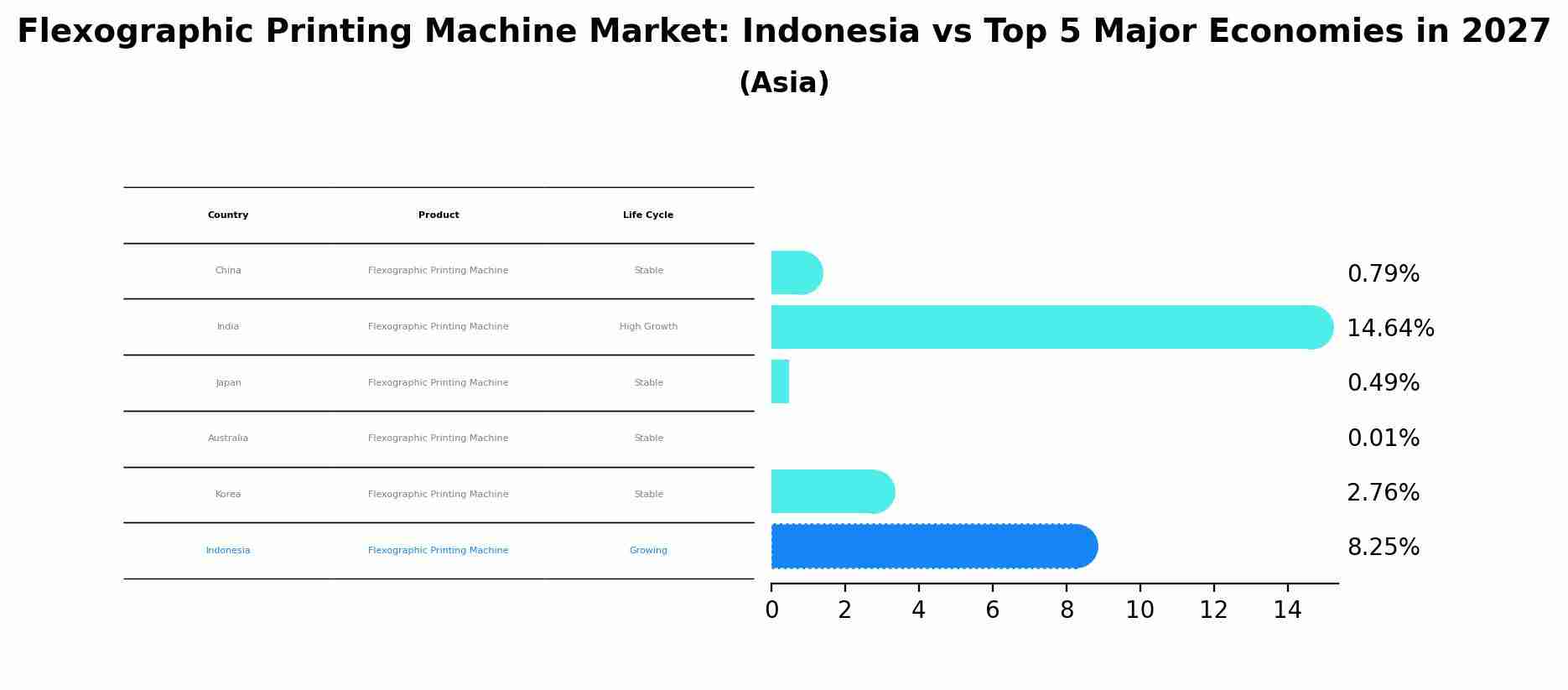 Flexographic Printing Machine Market: Indonesia vs Top 5 Major Economies in 2027 (Asia)
