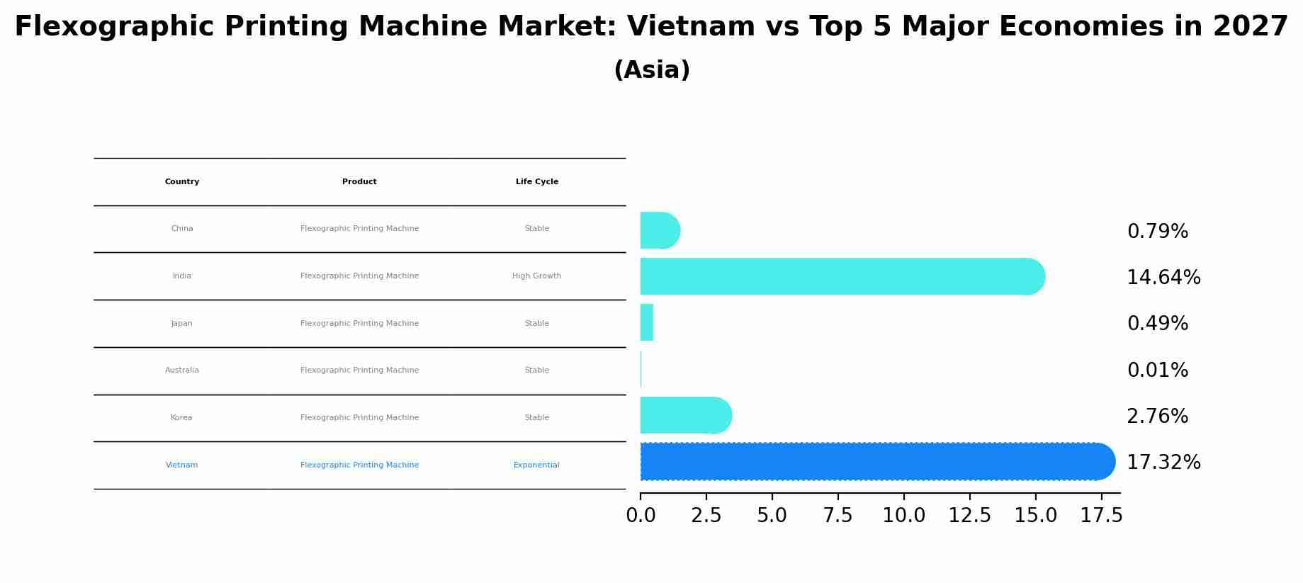 Flexographic Printing Machine Market: Vietnam vs Top 5 Major Economies in 2027 (Asia)
