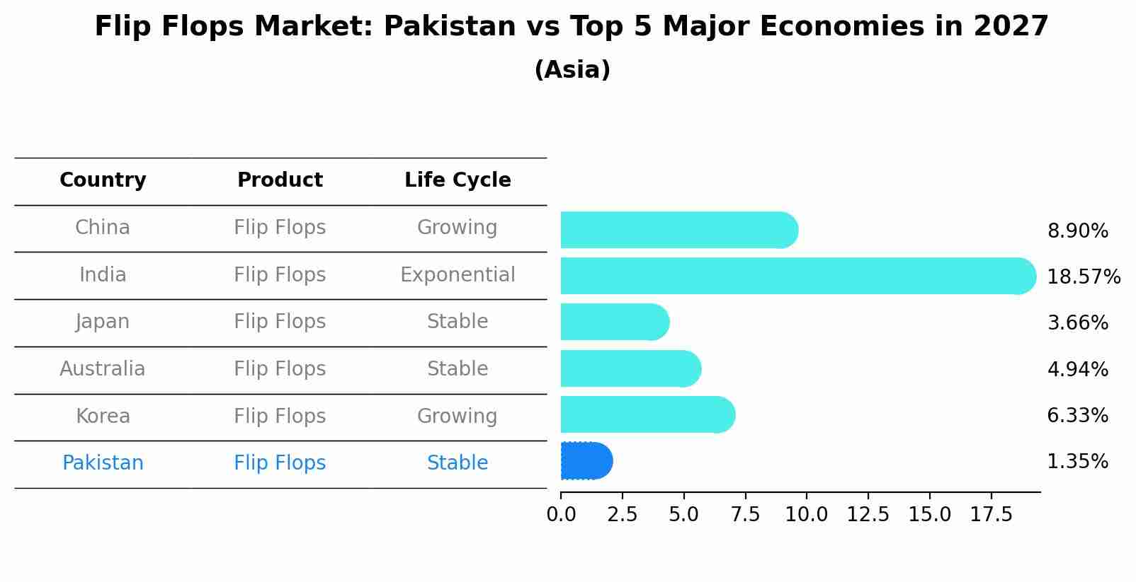 Flip Flops Market: Pakistan vs Top 5 Major Economies in 2027 (Asia)