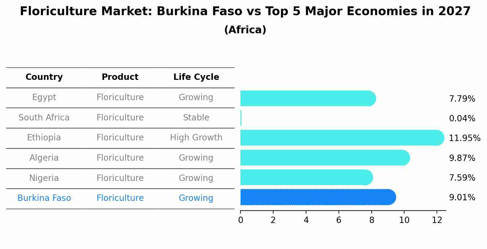 Floriculture Market: Burkina Faso vs Top 5 Major Economies in 2027 (Africa)