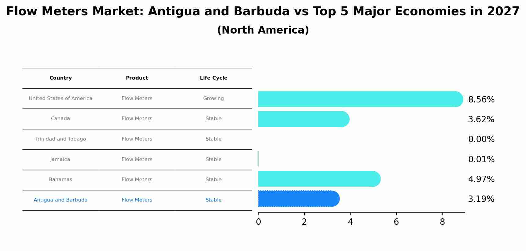 Flow Meters Market: Antigua and Barbuda vs Top 5 Major Economies in 2027 (North America)