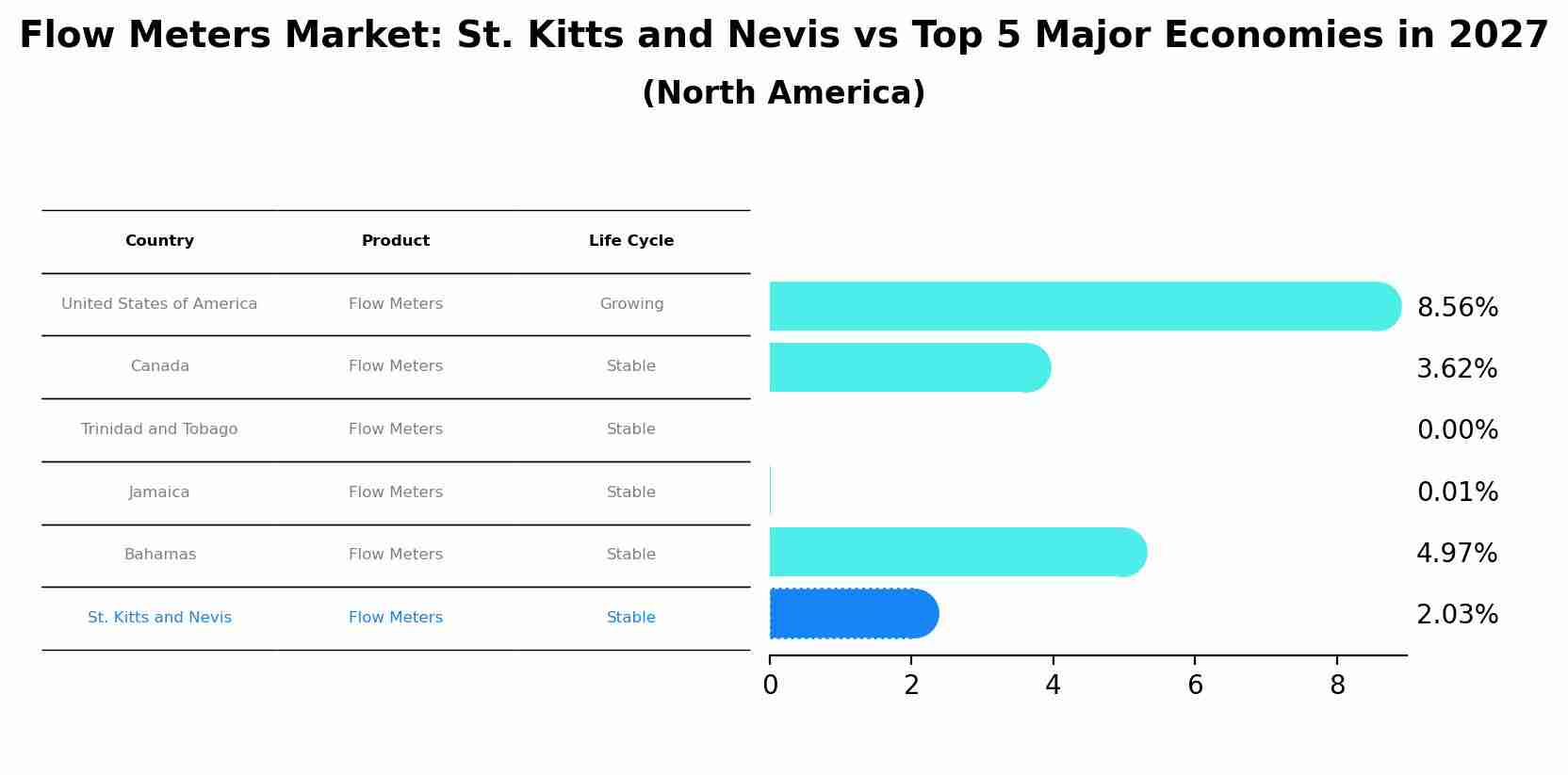 Flow Meters Market: St. Kitts and Nevis vs Top 5 Major Economies in 2027 (North America)