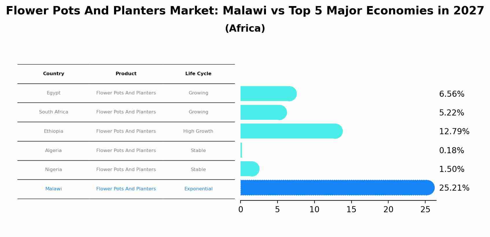 Flower Pots And Planters Market: Malawi vs Top 5 Major Economies in 2027 (Africa)