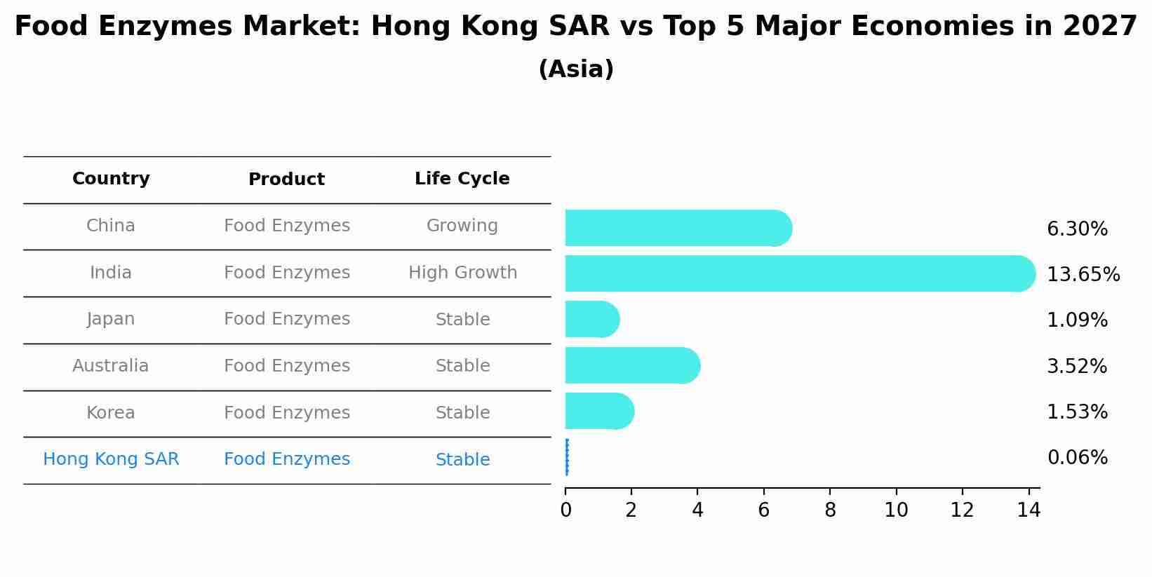 Food Enzymes Market: Hong Kong SAR vs Top 5 Major Economies in 2027 (Asia)