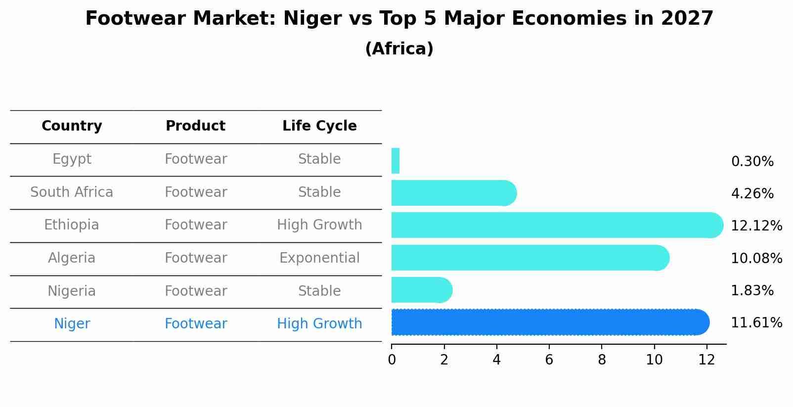 Footwear Market: Niger vs Top 5 Major Economies in 2027 (Africa)