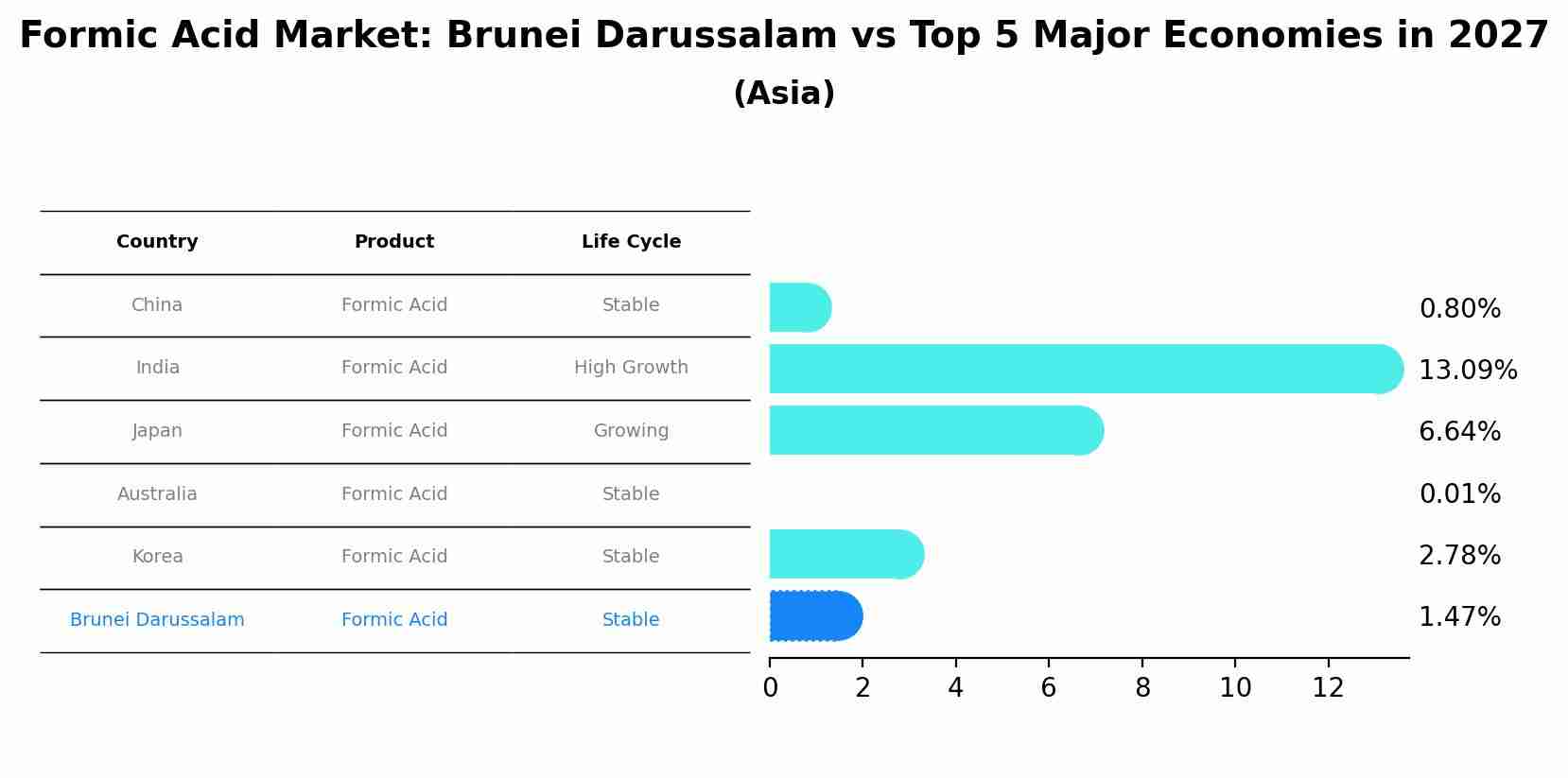 Formic Acid Market: Brunei Darussalam vs Top 5 Major Economies in 2027 (Asia)