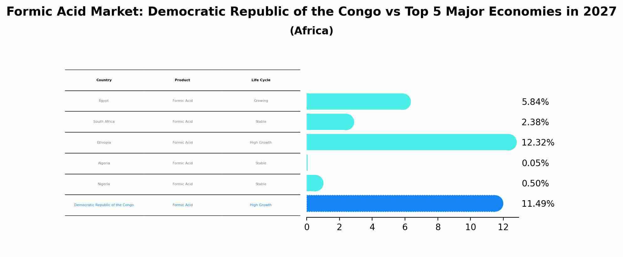 Formic Acid Market: Democratic Republic of the Congo vs Top 5 Major Economies in 2027 (Africa)
