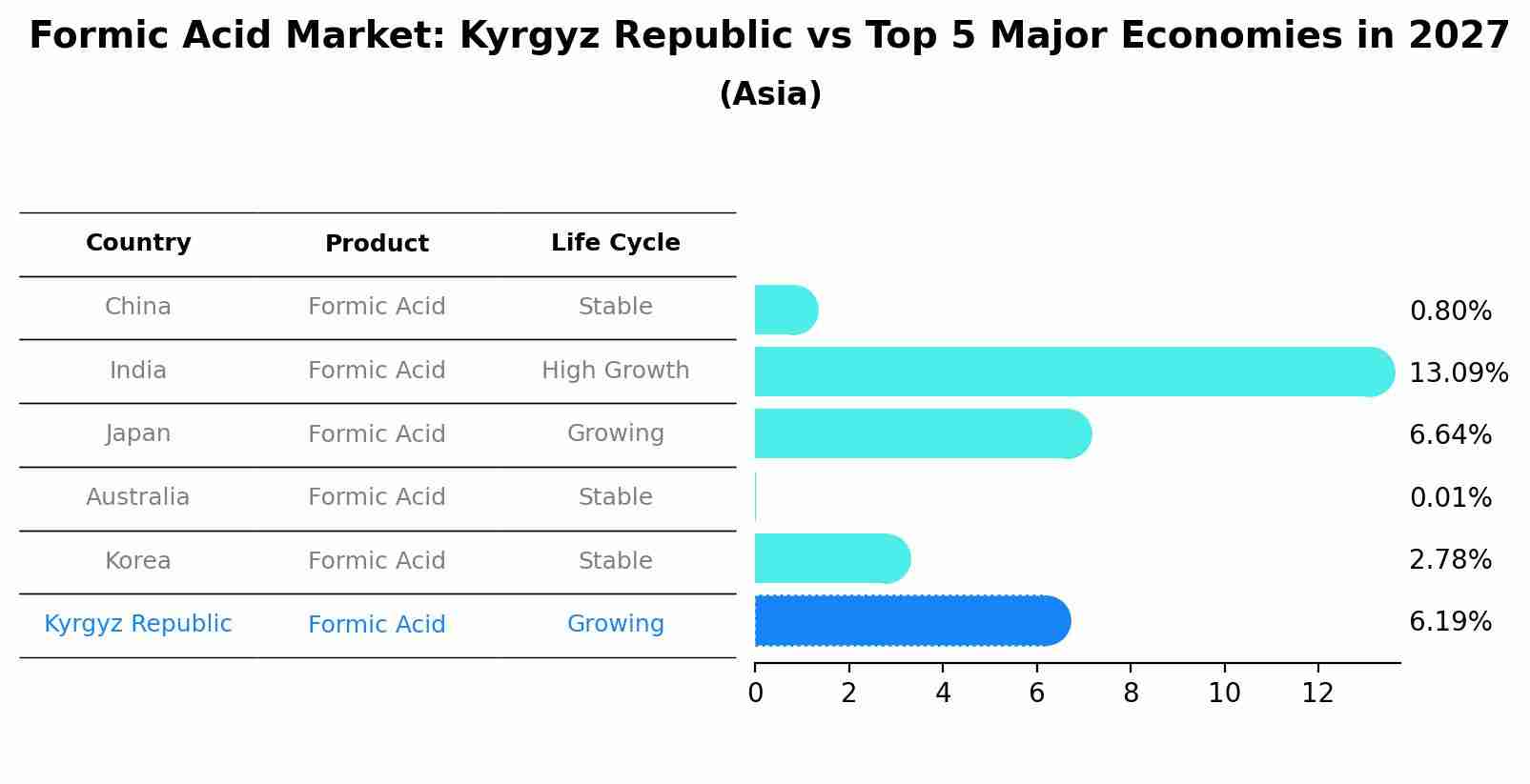 Formic Acid Market: Kyrgyz Republic vs Top 5 Major Economies in 2027 (Asia)