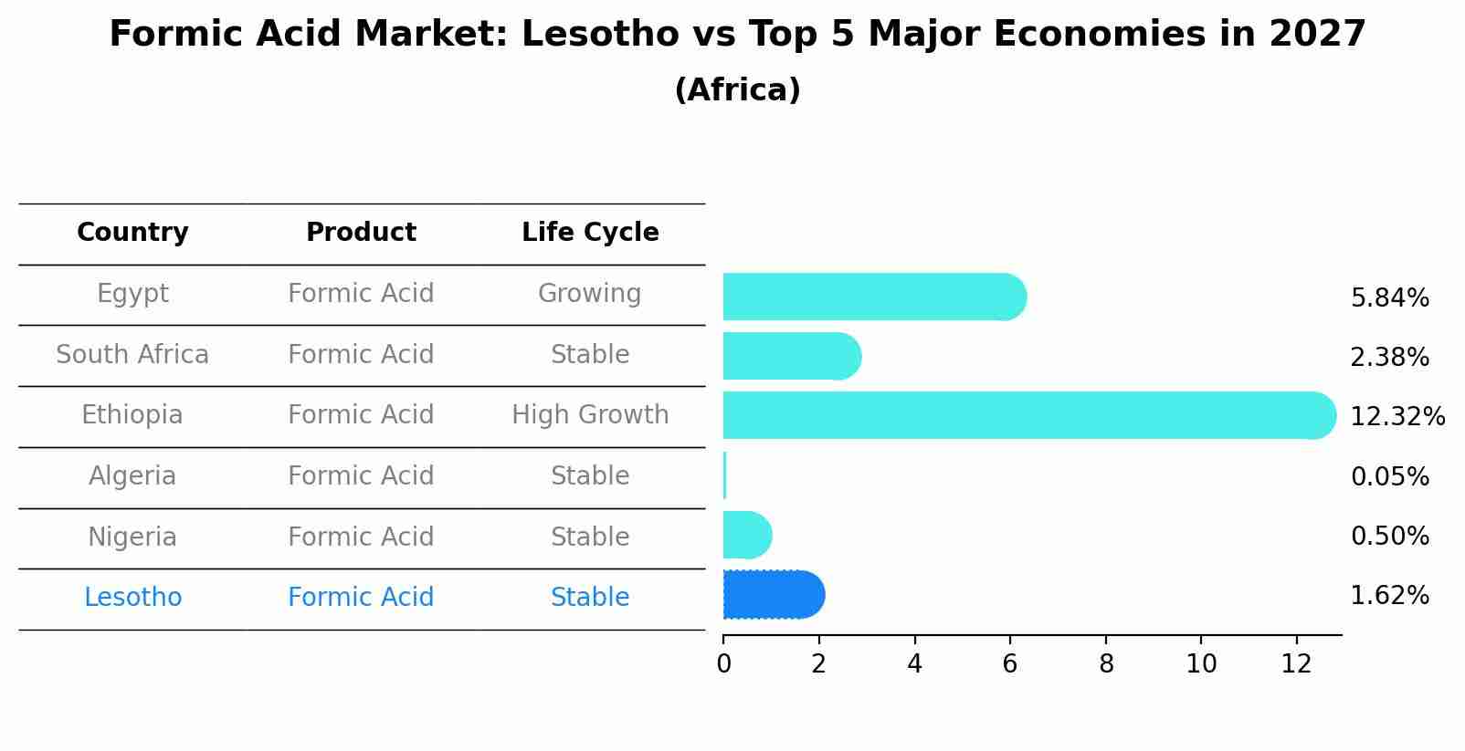 Formic Acid Market: Lesotho vs Top 5 Major Economies in 2027 (Africa)