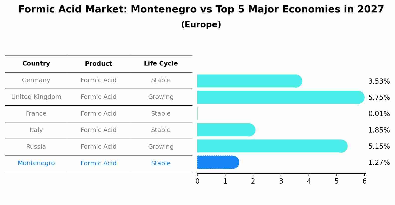 Formic Acid Market: Montenegro vs Top 5 Major Economies in 2027 (Europe)