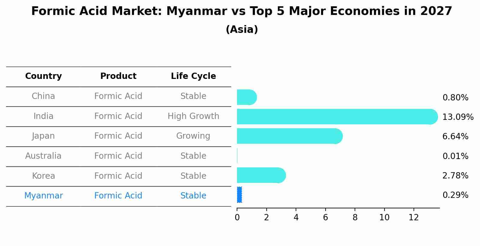 Formic Acid Market: Myanmar vs Top 5 Major Economies in 2027 (Asia)