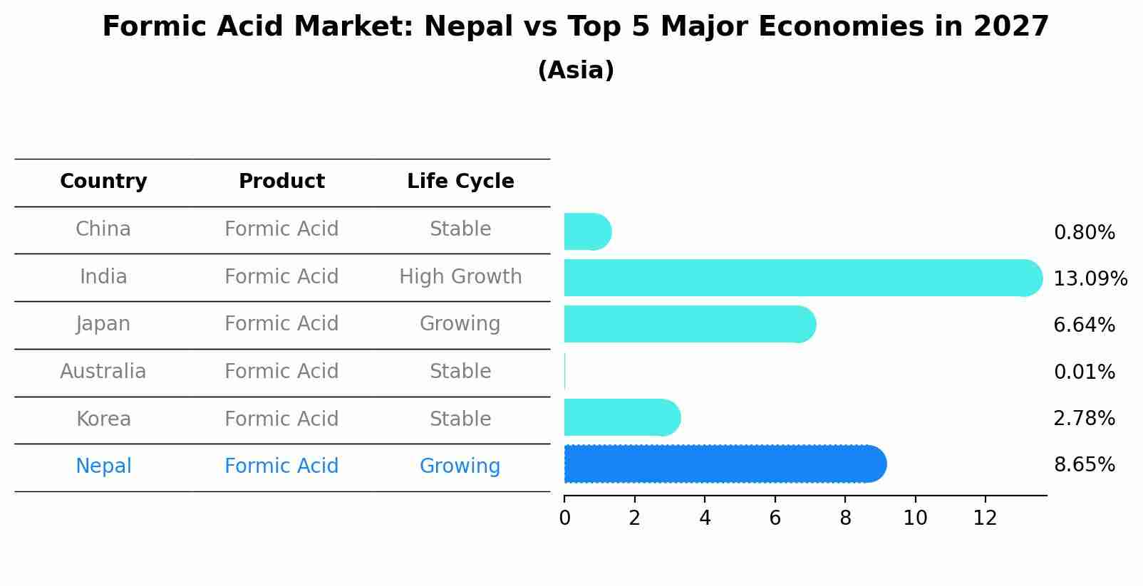 Formic Acid Market: Nepal vs Top 5 Major Economies in 2027 (Asia)