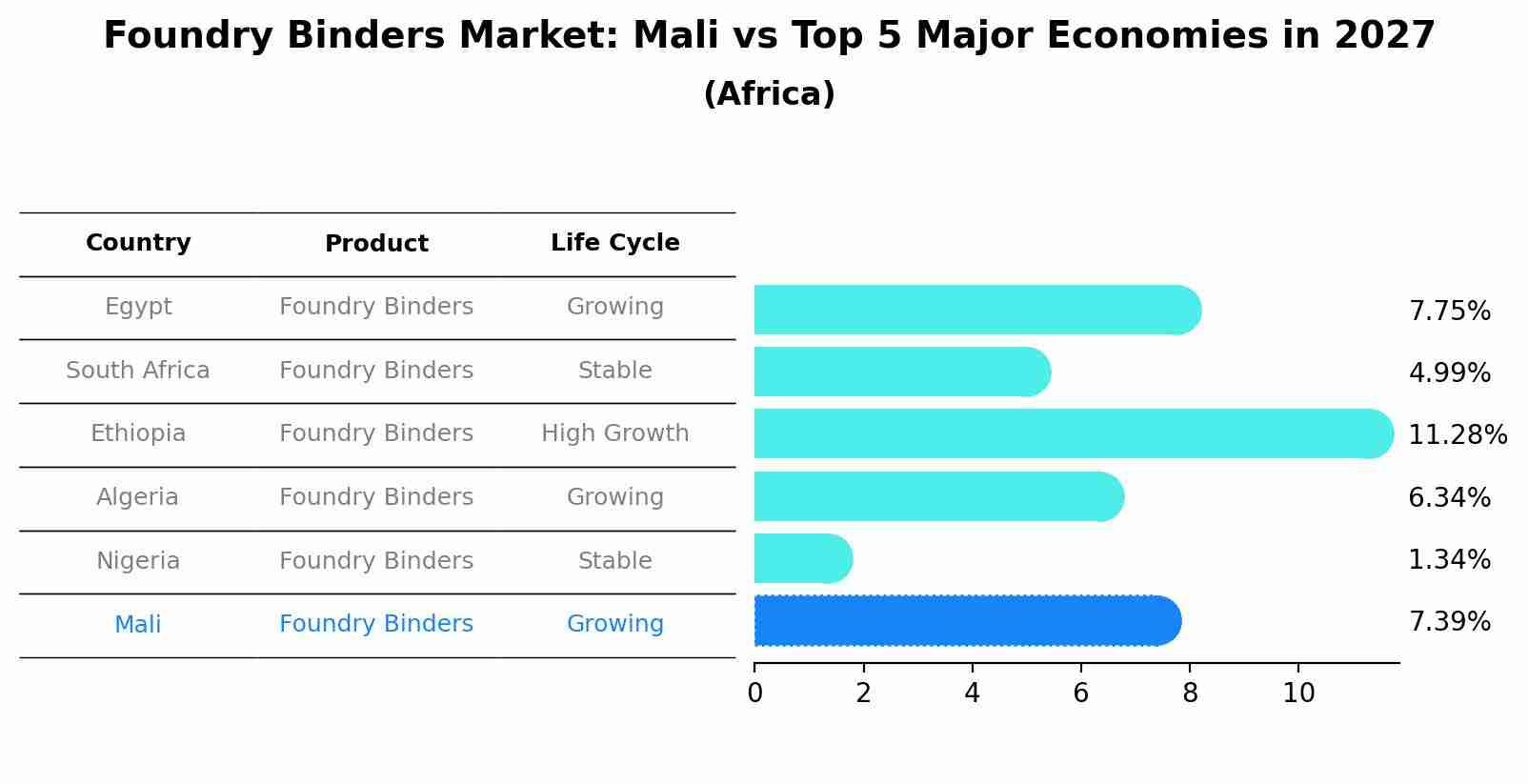 Foundry Binders Market: Mali vs Top 5 Major Economies in 2027 (Africa)