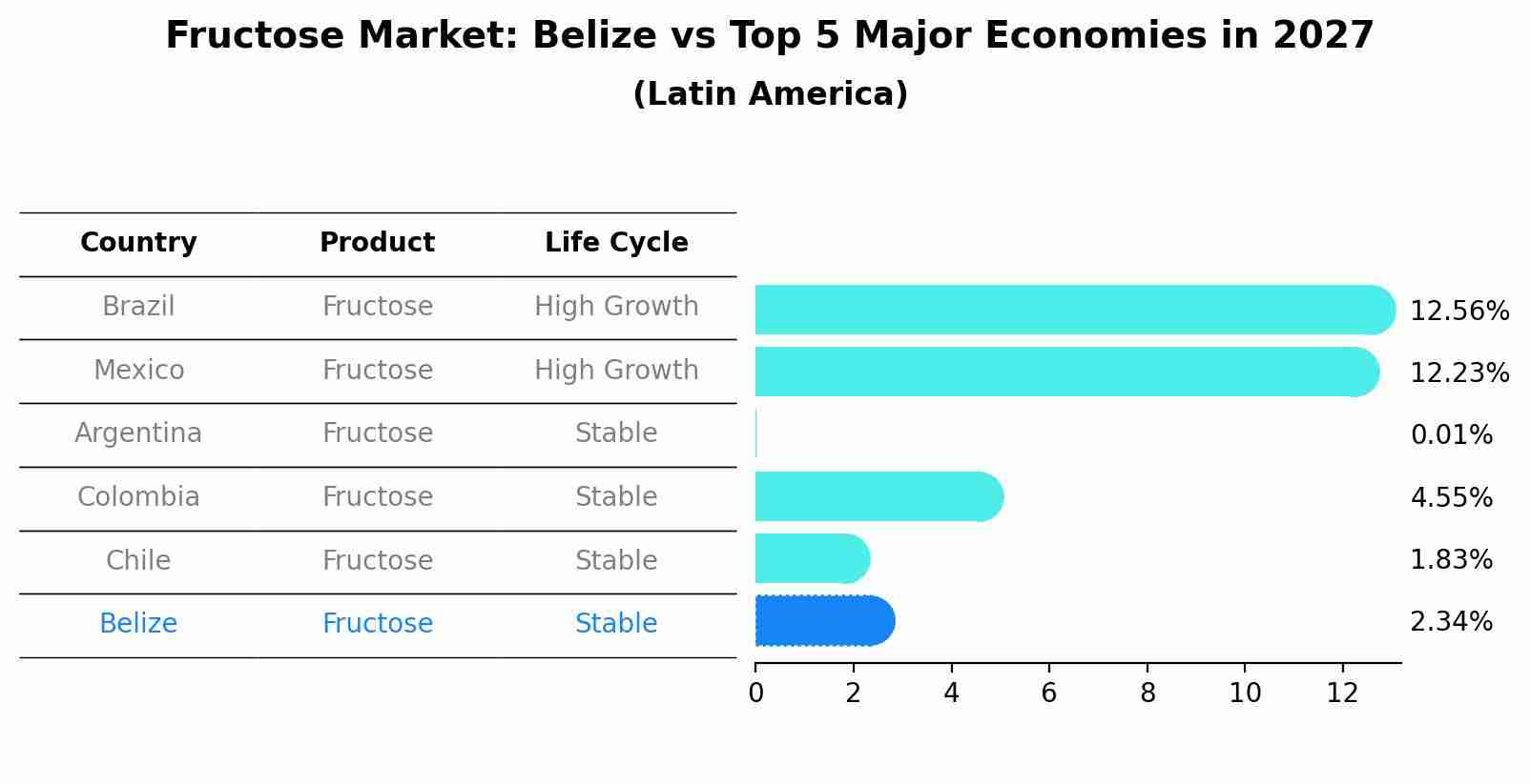 Fructose Market: Belize vs Top 5 Major Economies in 2027 (Latin America)