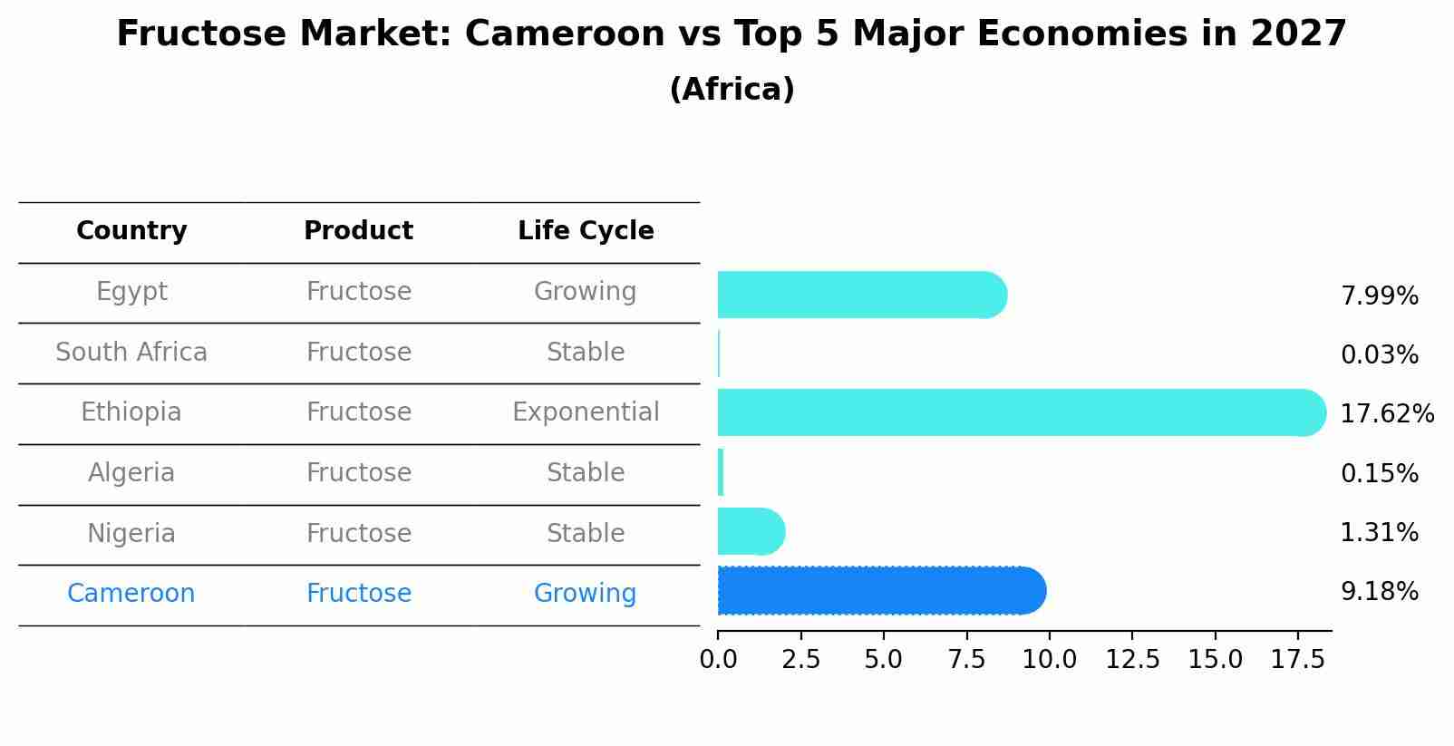 Fructose Market: Cameroon vs Top 5 Major Economies in 2027 (Africa)