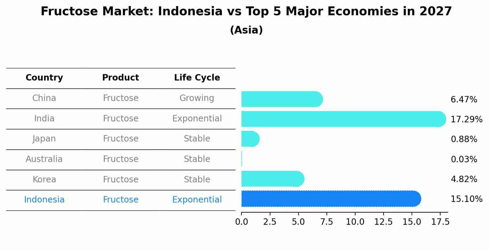Fructose Market: Indonesia vs Top 5 Major Economies in 2027 (Asia)