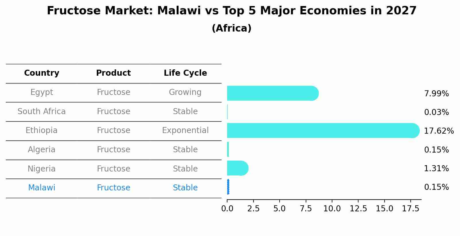 Fructose Market: Malawi vs Top 5 Major Economies in 2027 (Africa)