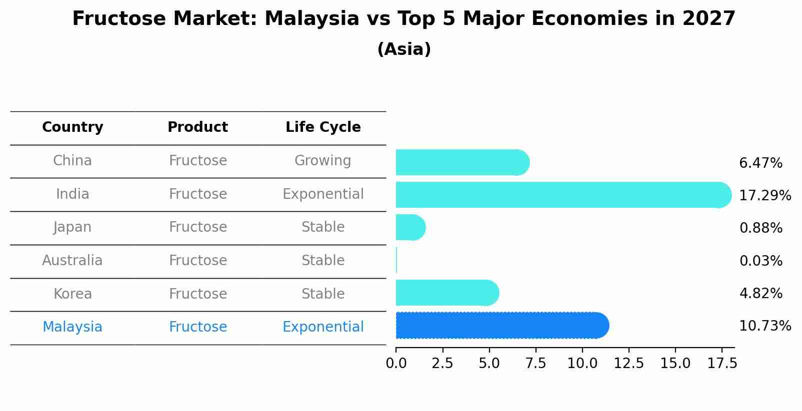 Fructose Market: Malaysia vs Top 5 Major Economies in 2027 (Asia)