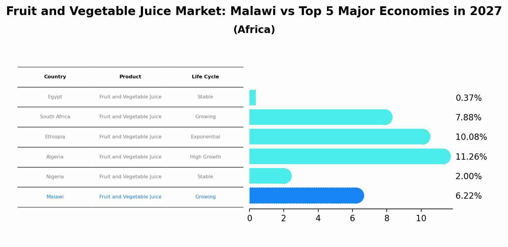 Fruit and Vegetable Juice Market: Malawi vs Top 5 Major Economies in 2027 (Africa)