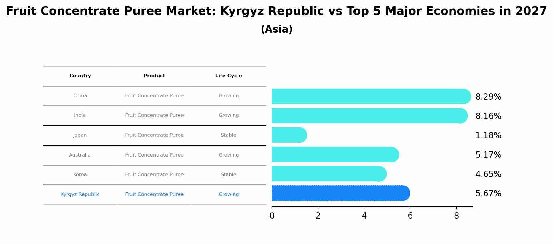 Fruit Concentrate Puree Market: Kyrgyz Republic vs Top 5 Major Economies in 2027 (Asia)