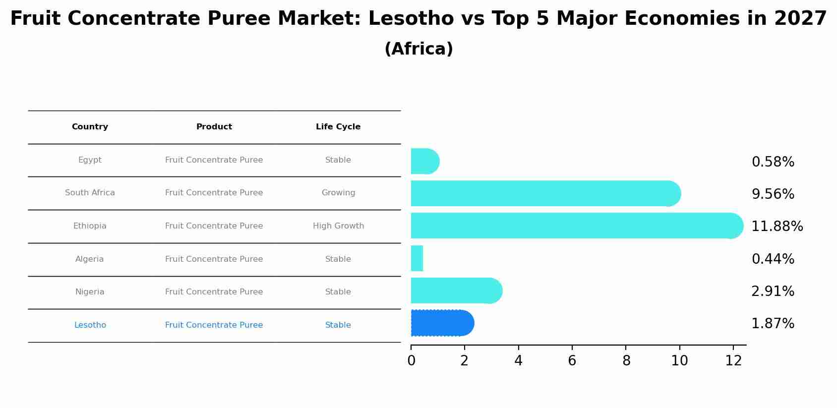 Fruit Concentrate Puree Market: Lesotho vs Top 5 Major Economies in 2027 (Africa)