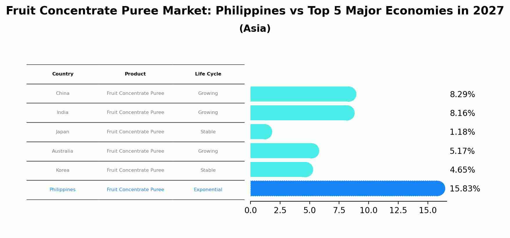 Fruit Concentrate Puree Market: Philippines vs Top 5 Major Economies in 2027 (Asia)